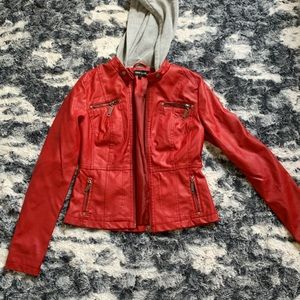 New Look Red Jacket with Gray Hood *MOVING SALE*
